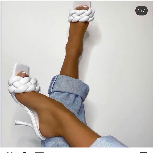 mango leather braided design mule sandals